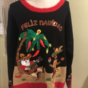 Feliz Navidad Ugly Christmas Sweater, Sz XL